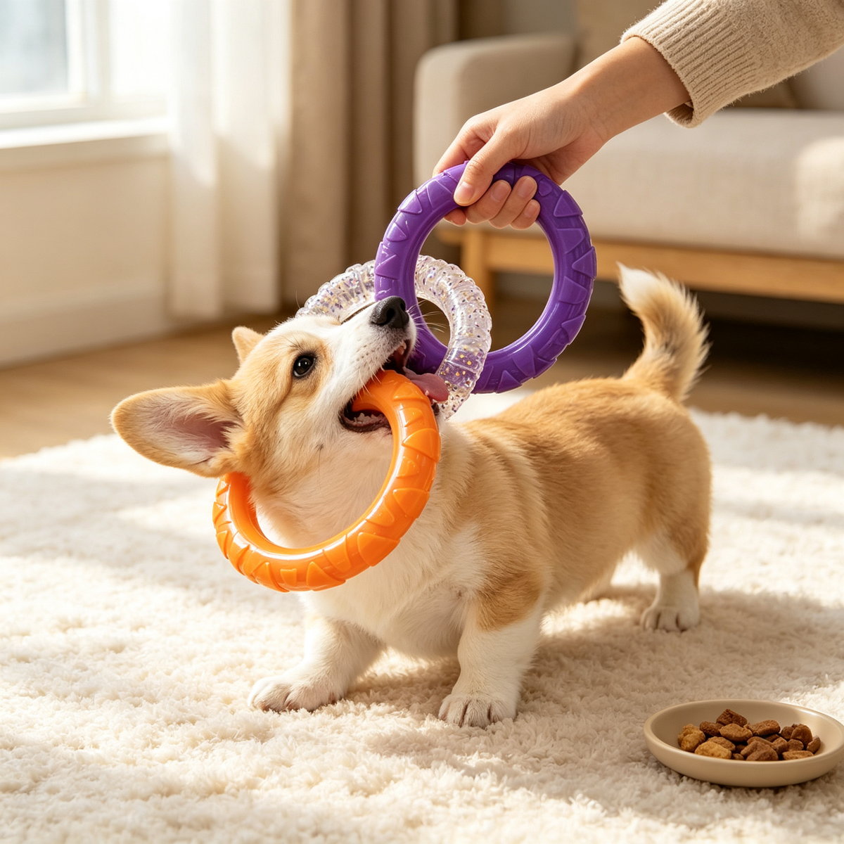 🧡 Pet Tug & Chew Rings | Interactive Teething Toy