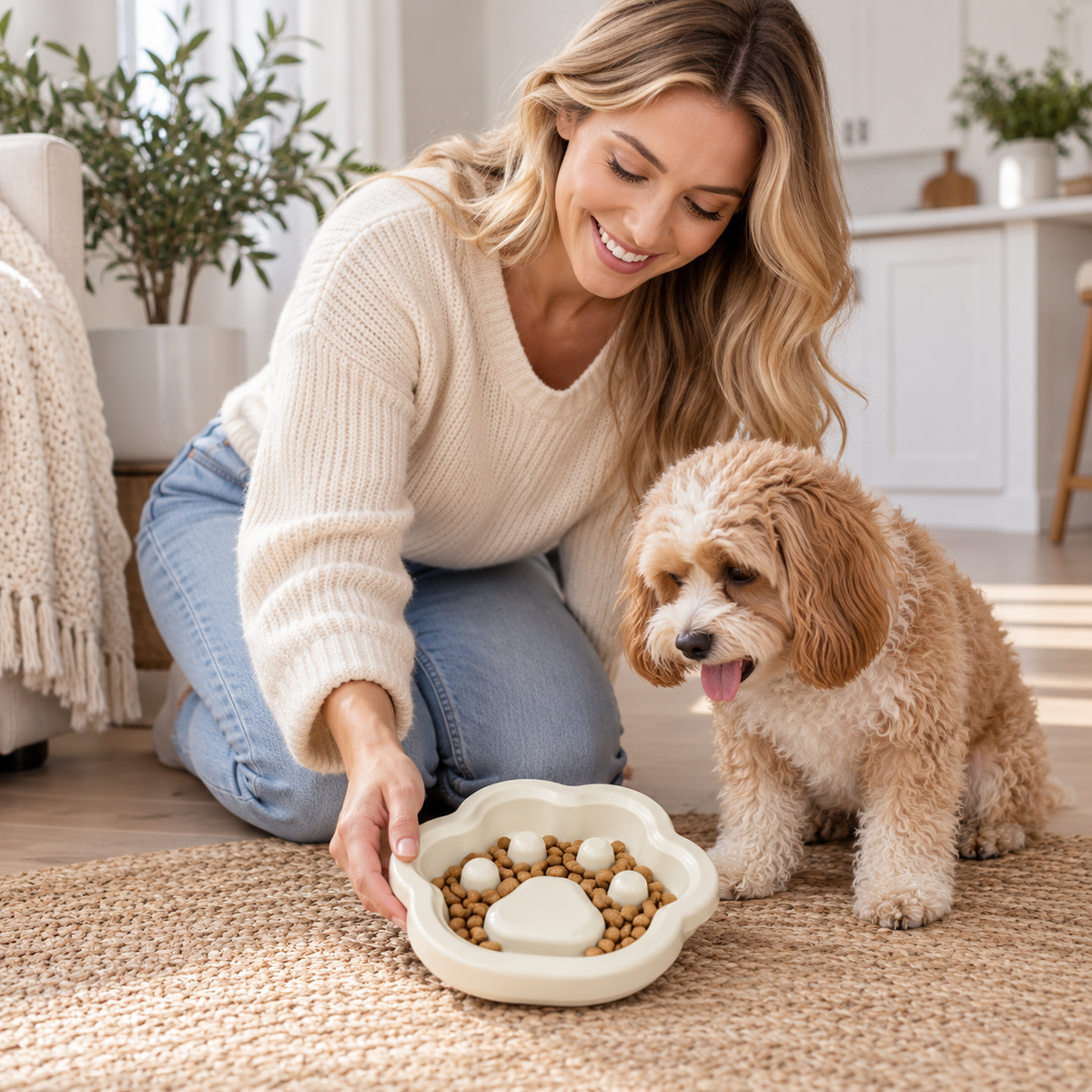 🐾 Paw-Shaped Slow Feeder Bowl | Fun Pet Feeding Bowl