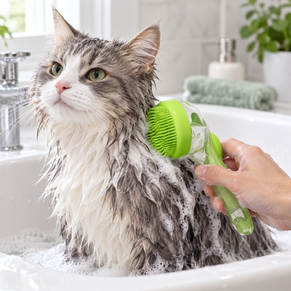 💚 Pet Bath Massage Brush | Gentle Deep-Clean Grooming
