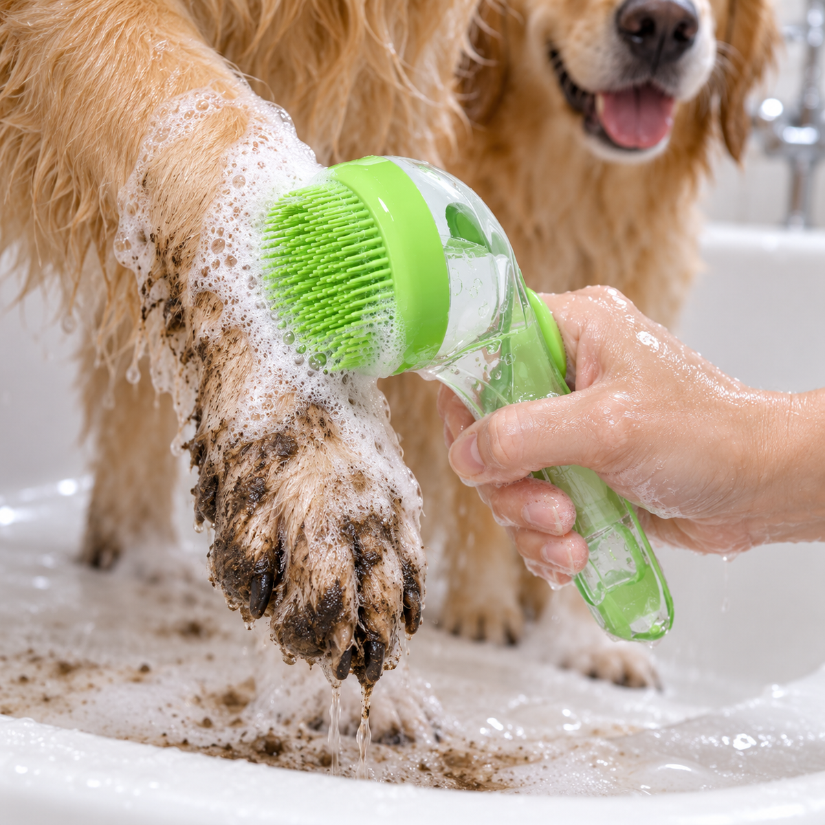 💚 Pet Bath Massage Brush | Gentle Deep-Clean Grooming