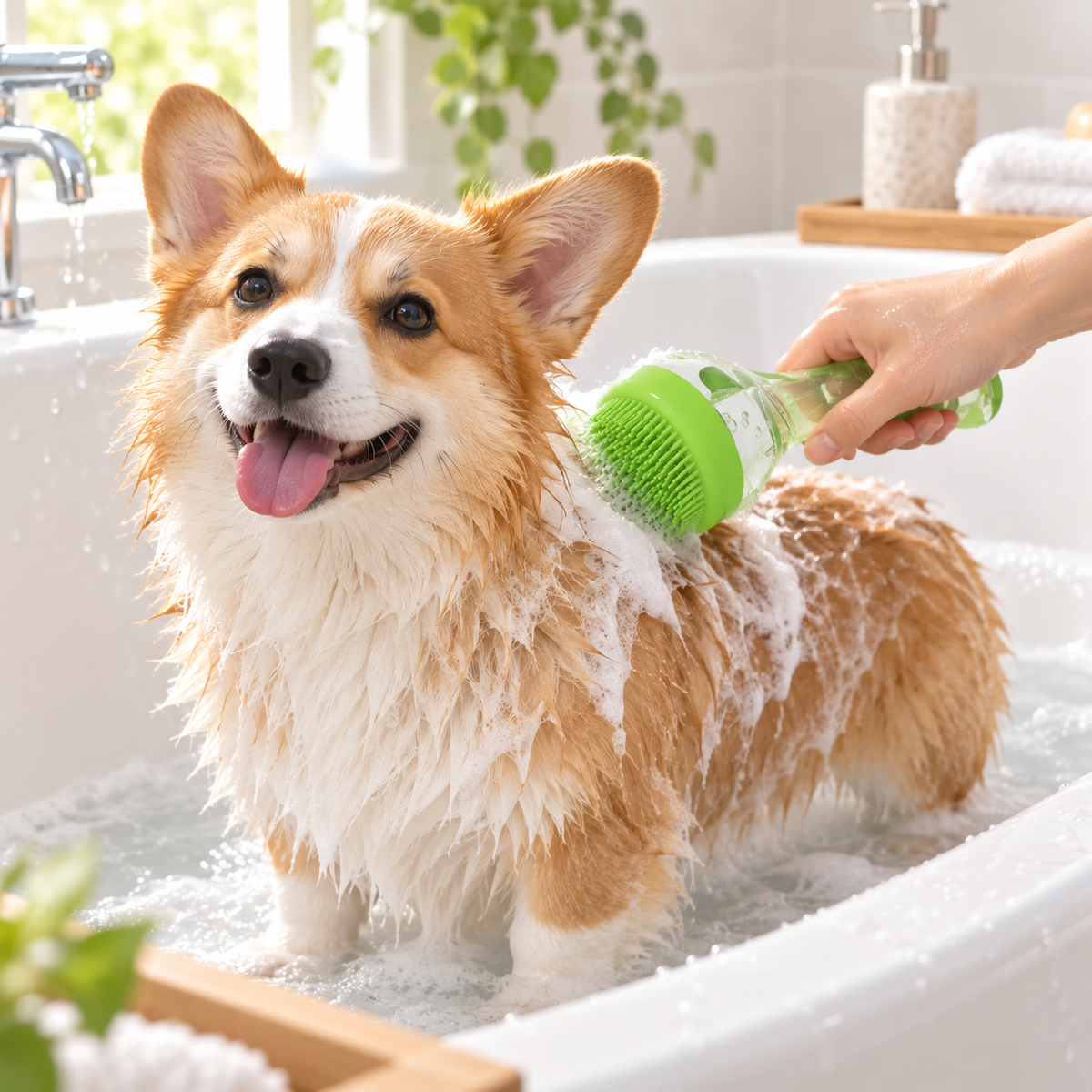 💚 Pet Bath Massage Brush | Gentle Deep-Clean Grooming