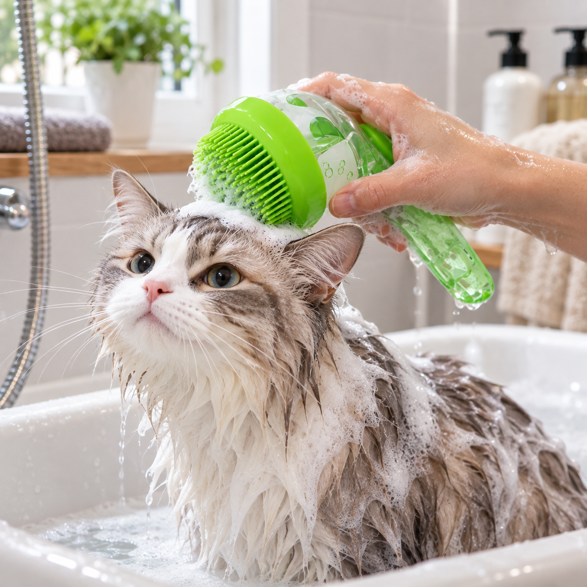 💚 Pet Bath Massage Brush | Gentle Deep-Clean Grooming