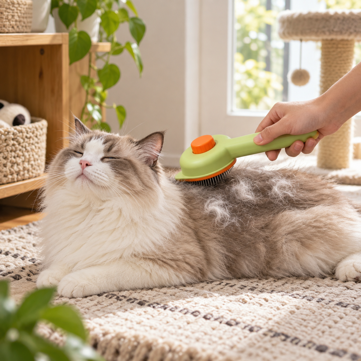 💚 Self-Cleaning Pet Slicker Brush | Gentle Grooming & Easy Fur Release