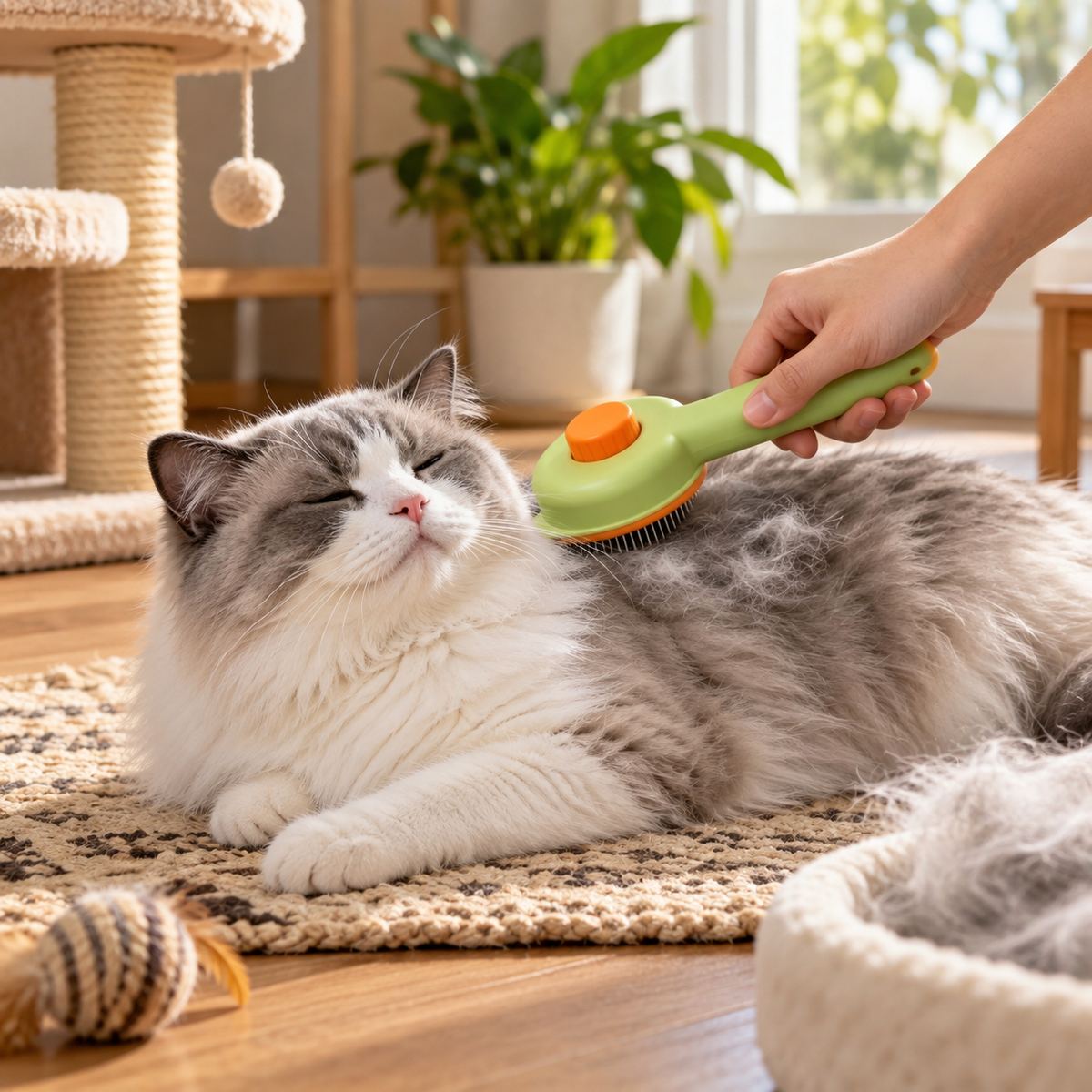 💚 Self-Cleaning Pet Slicker Brush | Gentle Grooming & Easy Fur Release