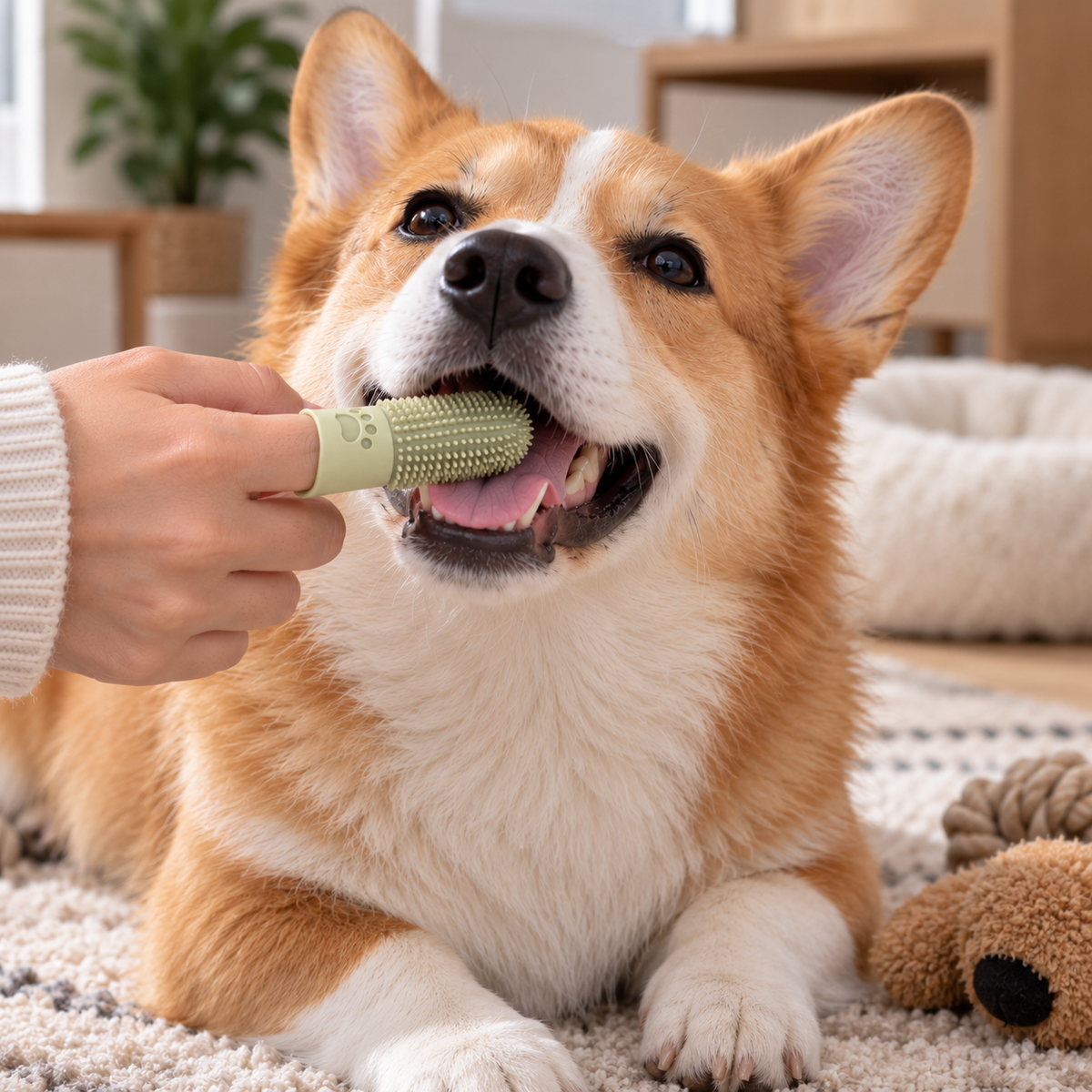 💛 Finger Pet Toothbrush | Soft Silicone Bristles & Gentle Dental Cleaning