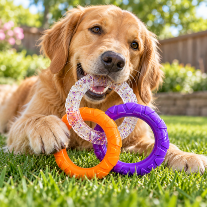 🧡 Pet Tug & Chew Rings | Interactive Teething Toy