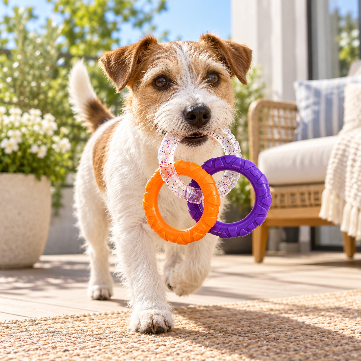 🧡 Pet Tug & Chew Rings | Interactive Teething Toy