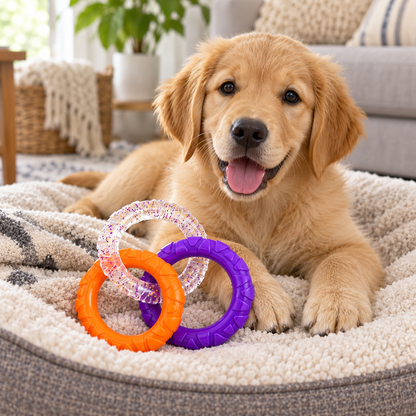 🧡 Pet Tug & Chew Rings | Interactive Teething Toy
