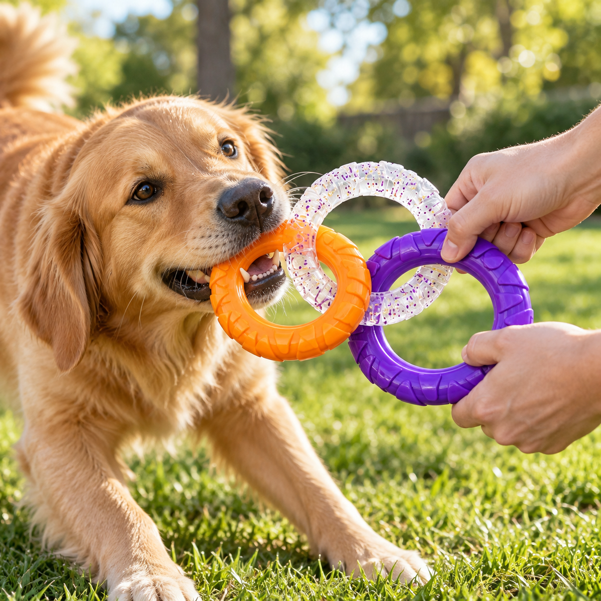 🧡 Pet Tug & Chew Rings | Interactive Teething Toy