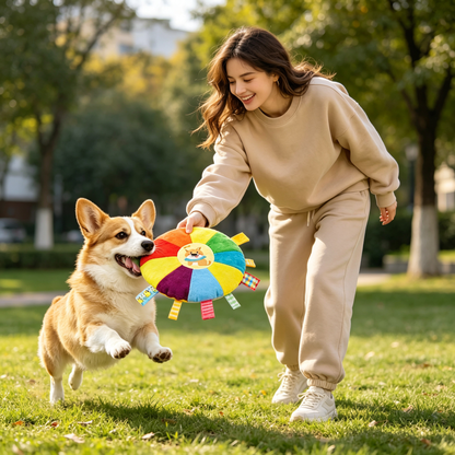 🌈 Soft Dog Frisbee | Plush Interactive Fetch Toy