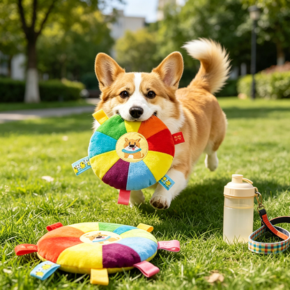 🌈 Soft Dog Frisbee | Plush Interactive Fetch Toy