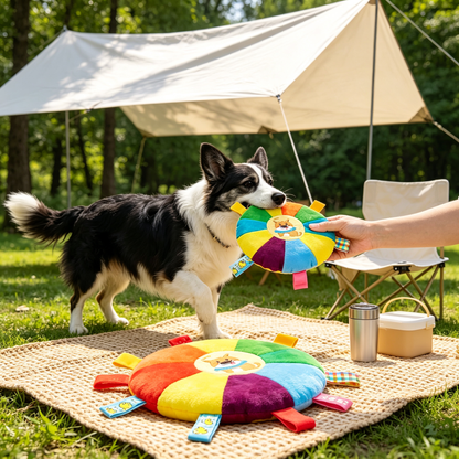 🌈 Soft Dog Frisbee | Plush Interactive Fetch Toy