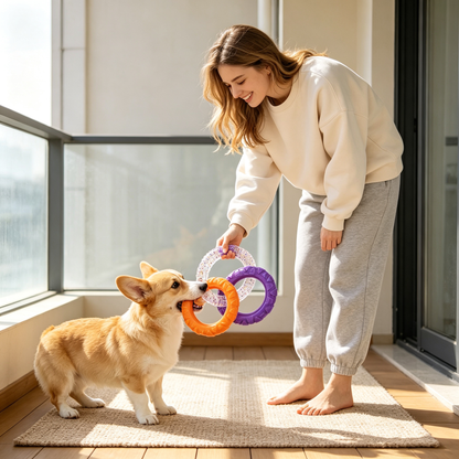 🧡 Pet Tug & Chew Rings | Interactive Teething Toy