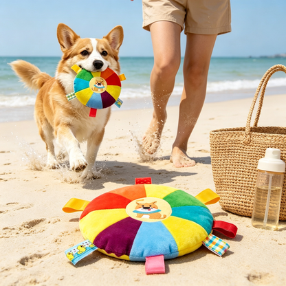 🌈 Soft Dog Frisbee | Plush Interactive Fetch Toy