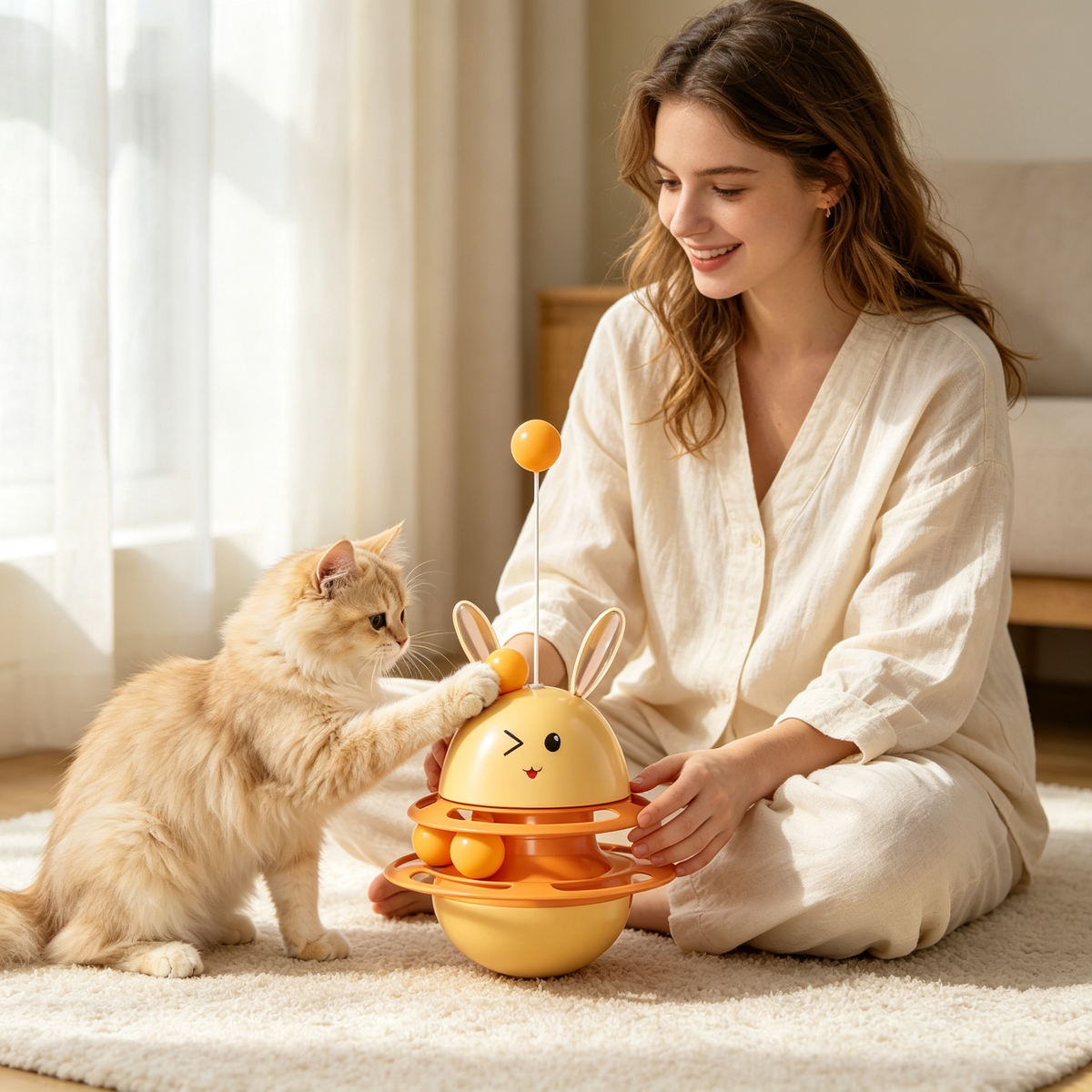 🧡 Interactive Tumbler Cat Toy | Multi-Level Rolling Play & Chase Fun