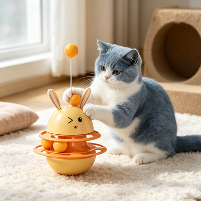 🧡 Interactive Tumbler Cat Toy | Multi-Level Rolling Play & Chase Fun