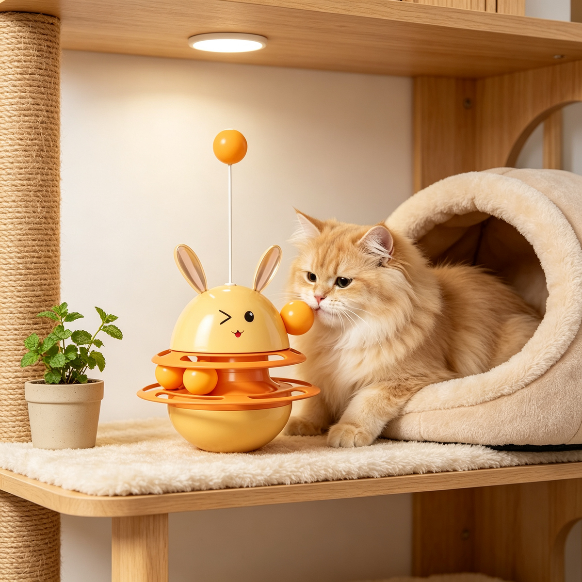 🧡 Interactive Tumbler Cat Toy | Multi-Level Rolling Play & Chase Fun